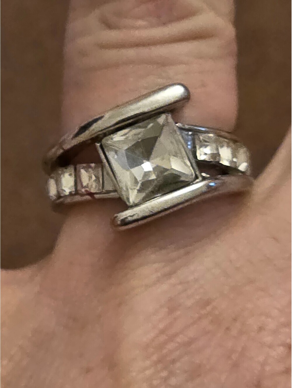Vintage Princess Cut Bypass Channel Ring - Size 7
